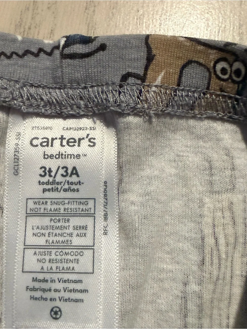 Carter’s Boys 3T 3 Piece Cotton Pajama Set Tools Striped Long Sleeve PJs